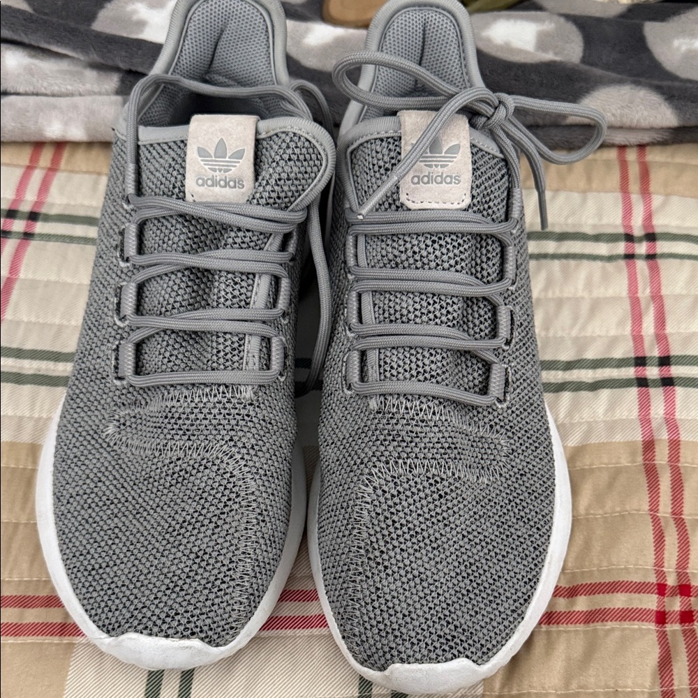 adidas Women’s Gray Knit Lace-Up Sneakers